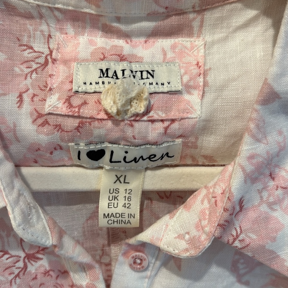 Malvin Pink Floral 100% Linen Dress - Picture 3 of 5